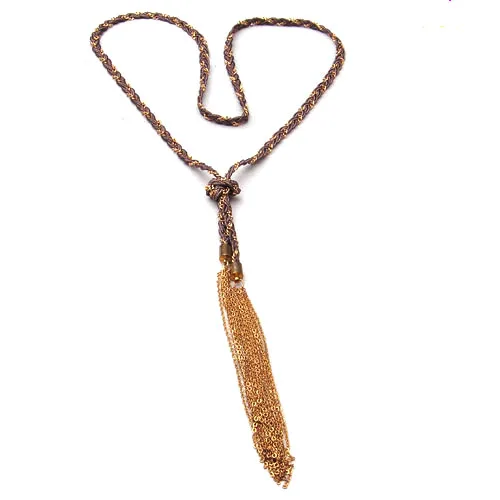 

Drop Shipping Hot Selling Fashion Handmade Braided Gold Chain Tassel Necklace Wholesale, Anti.gold