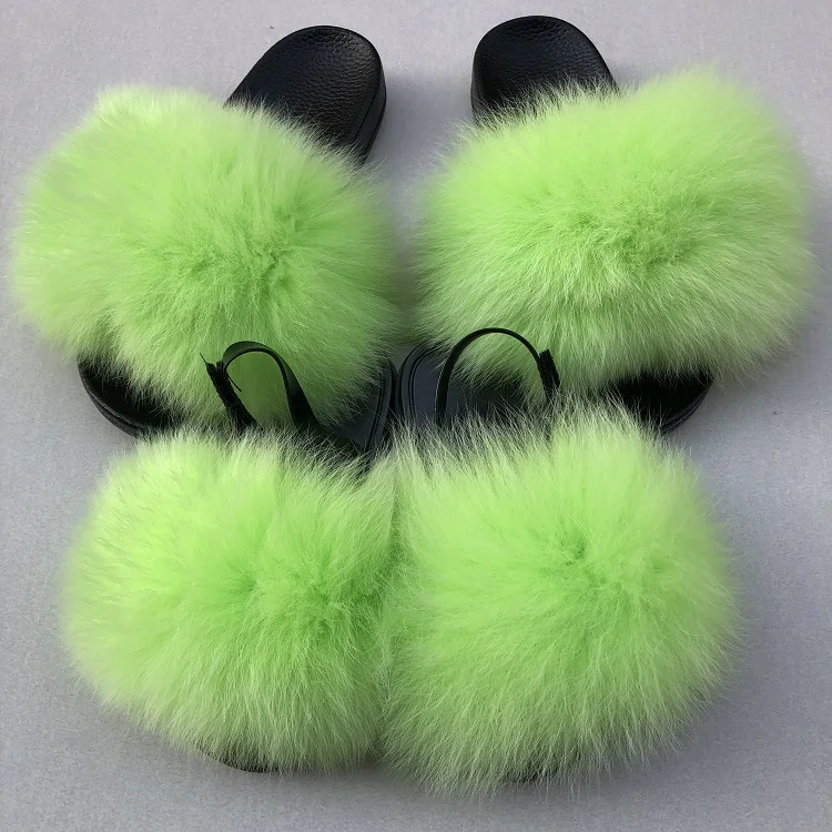 

fashion kids baby fox fur slides mommy and me fur slides slippers, Customized color