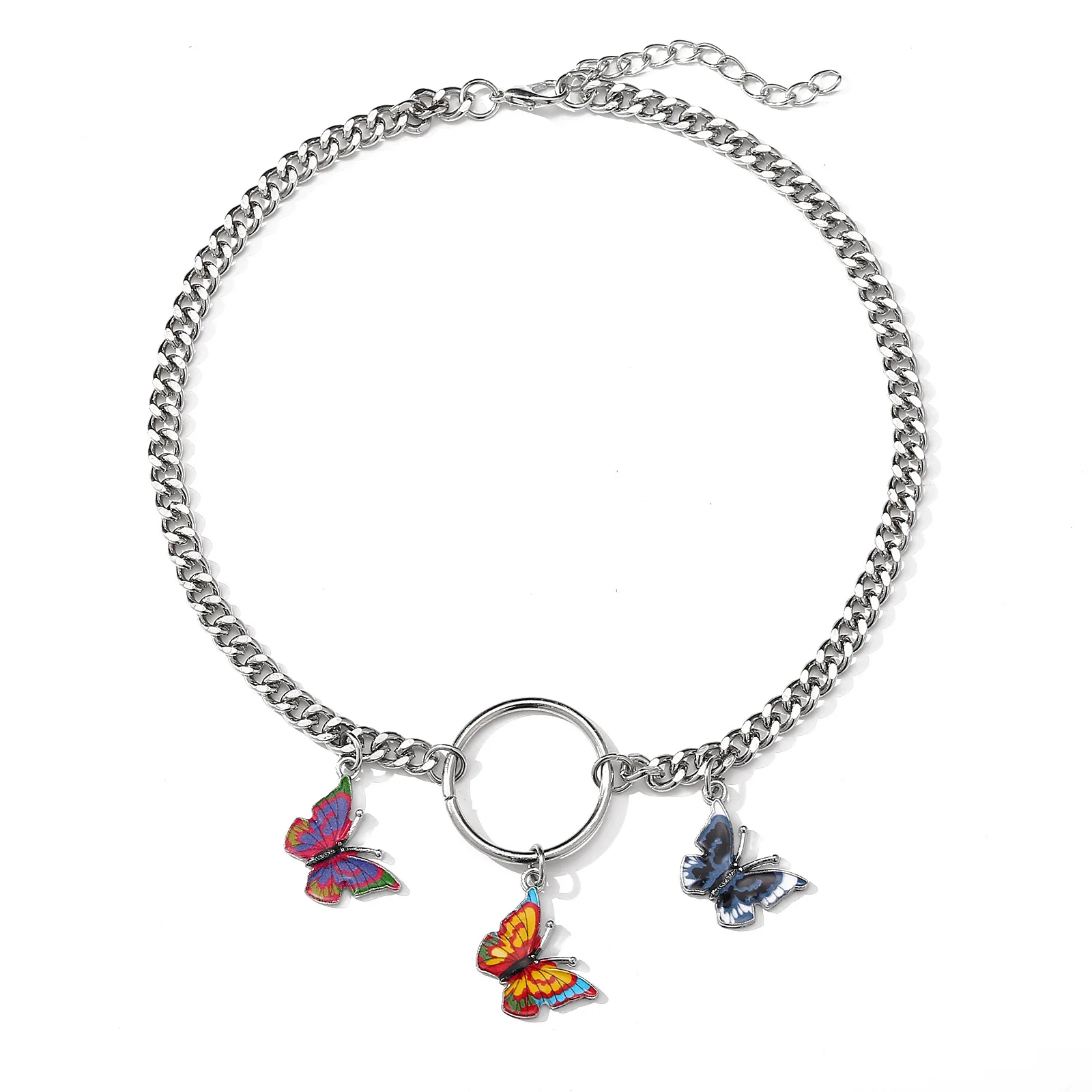 

butterfly jewelry figaro chain 925 mini buddha crystal custom plated necklaces, Picture