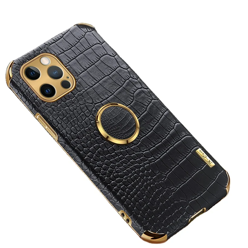

Wholesale price color contrast blank leather luxury phone case with ring