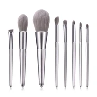 

8pcs synthetic hair grey brush set with charming silver ferrule