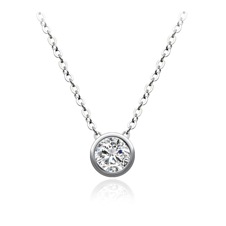 

Hot Sale Round Design Pendant With Chain Zircon Silver Brass Plated High Quality Necklace For Women