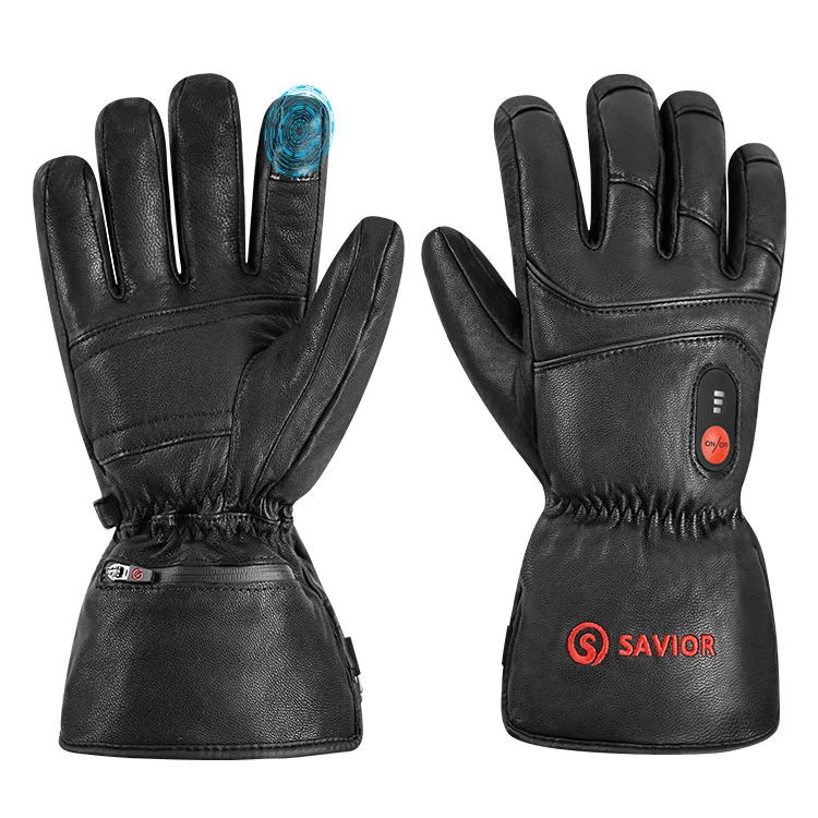 

7.4V Top Quality Sports Waterproof Work Touch Screen Hiking Bike Riding Best Cycling Motorcycle Snowboard Electric Winter Gloves, Black or customized