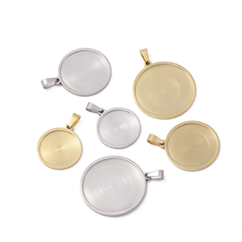 

Stainless Steel Blank Cabochon Base Settings Pendant Necklace Bezel Tray Jewelry H1157, Please contact us for the color chart