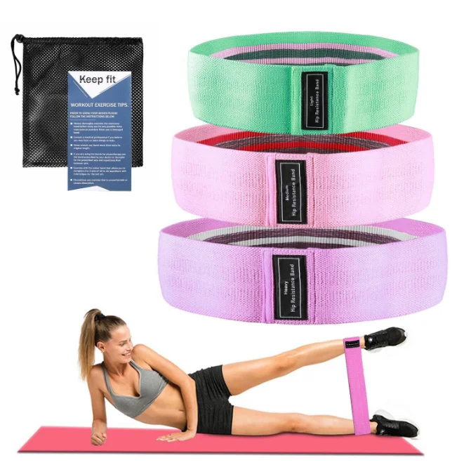 

Wholesale Fitness Workout Gym Strength Training Bands Fabric Elastic Hip Resistance Bands Yoga Equipment Set, Picture