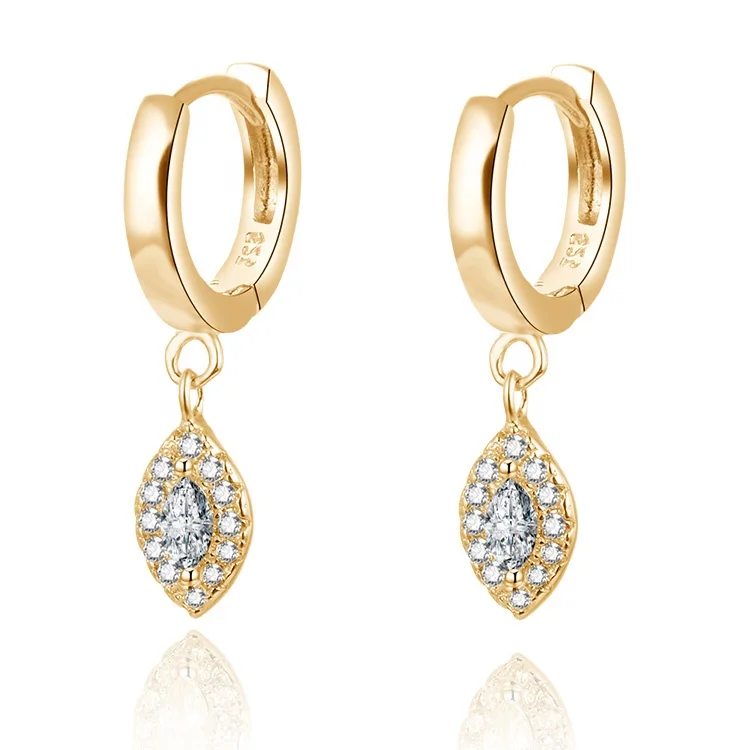 

POLIVA Hoop Earrings 925 Sterling Silver Earrings Gold for Women Zircon Huggie Earrings Water Drop AAA Zircon Stone Micro Insert