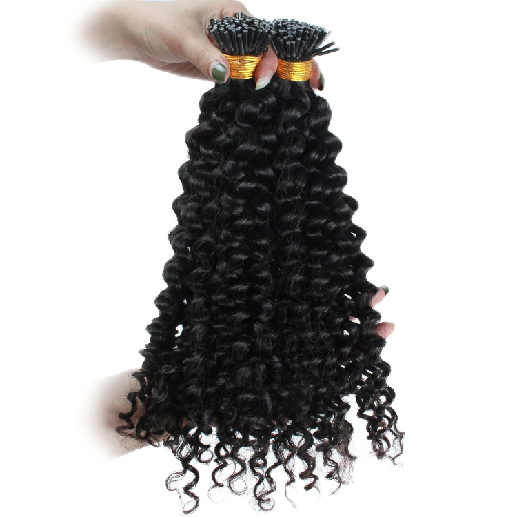 

Natural color 3C i tips 100% virgin indian remy hair extension 0.5g 1g/strand i tip hair extensions kinky curly