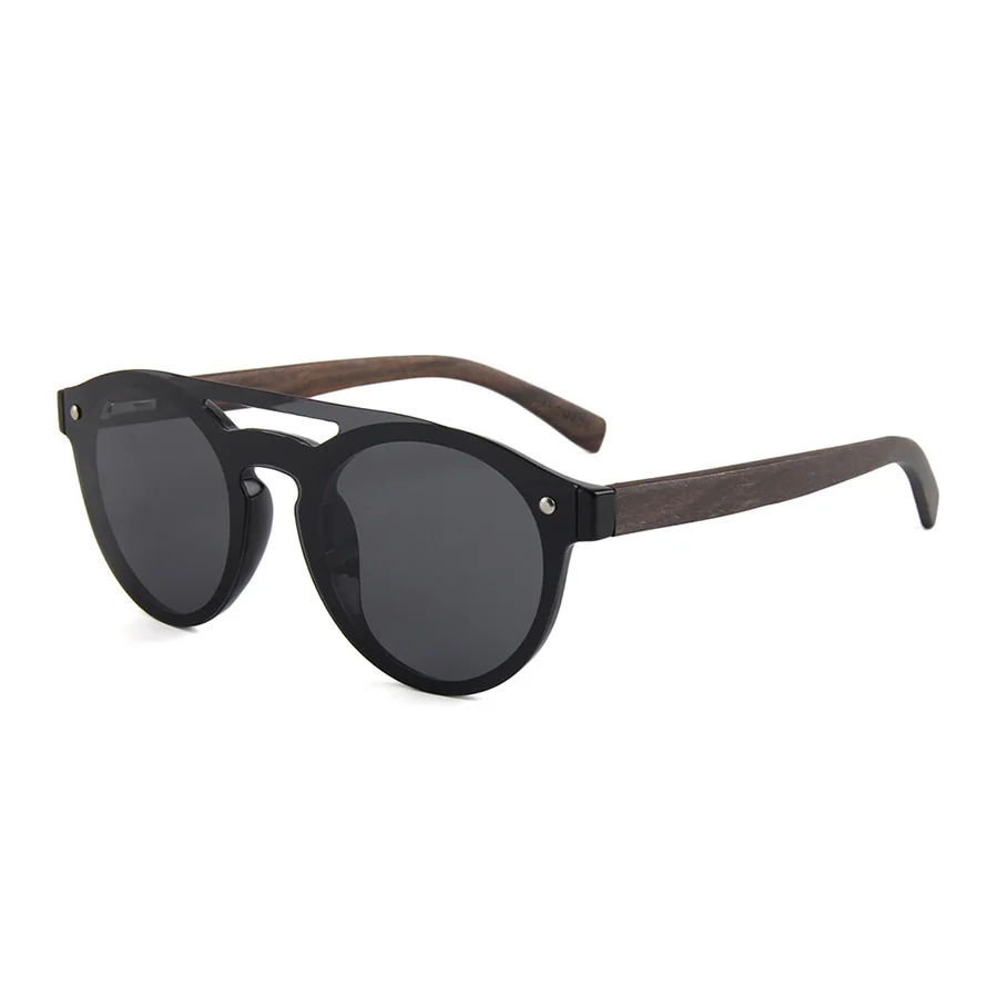 

Spring Hinge Black Frame Real Mirror One Pieces Lens Wooden Bamboo Men Polarized Wood Sunglasses With Custom Logo, Any colors