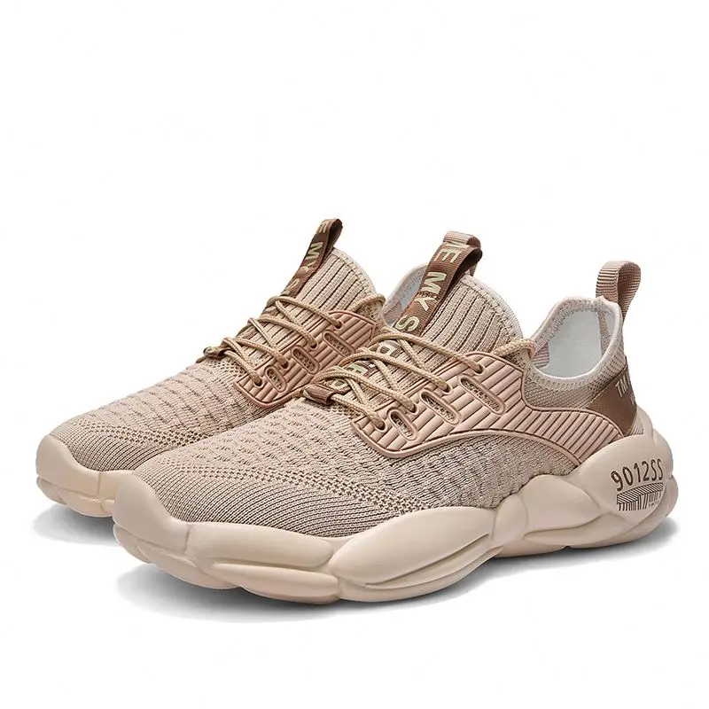 

Sport Shoes Men Fly Knitting Casual Sneakers Shoes Men, White / beige/ red