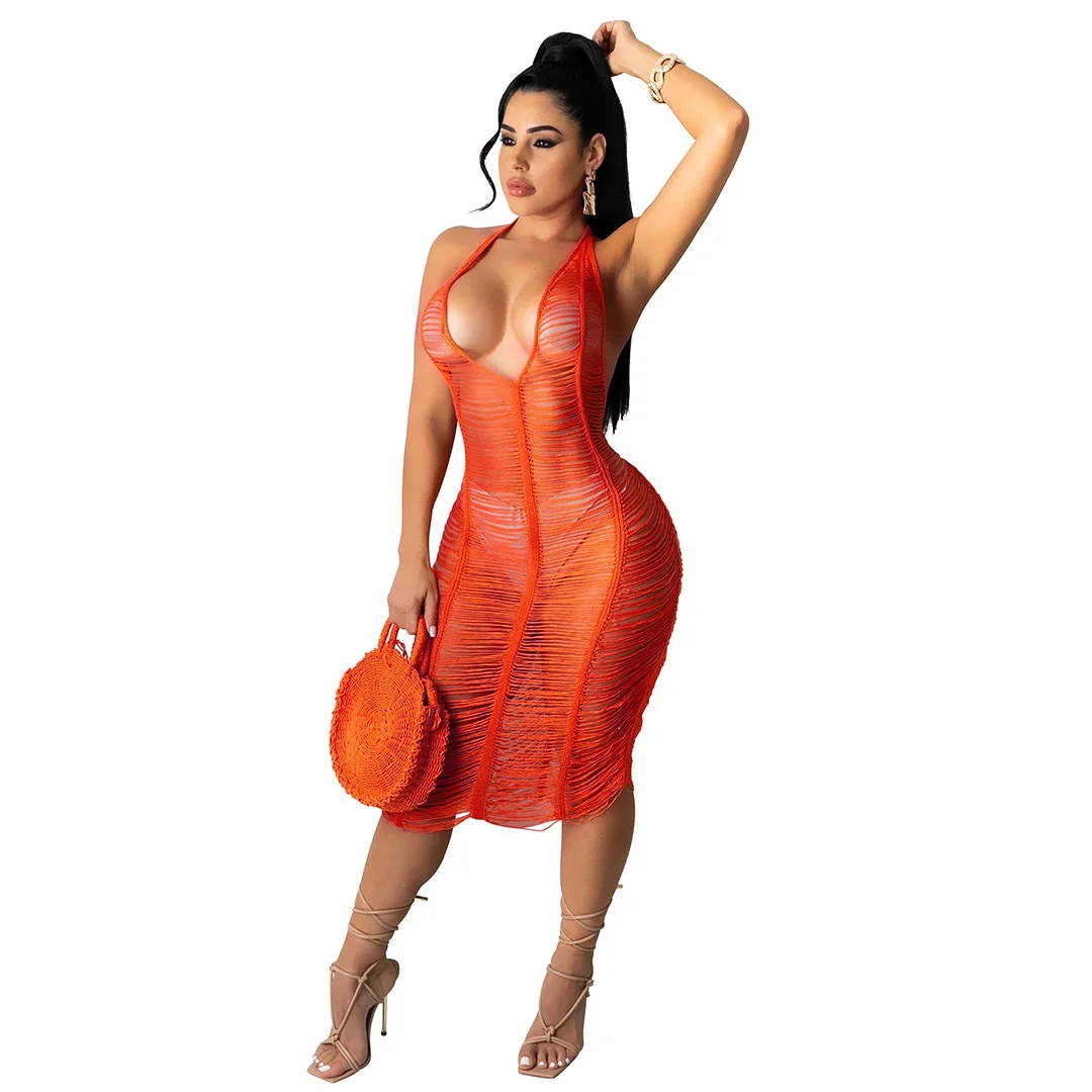 

New Hollow Out See Through Beachwear Sexy see through dress