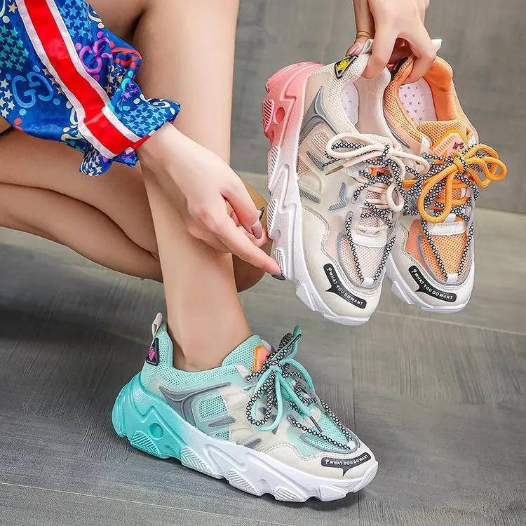 

Rainbow women's shoes summer 2021 breathable new spring and autumn platform platform women sneakers, 3 colors