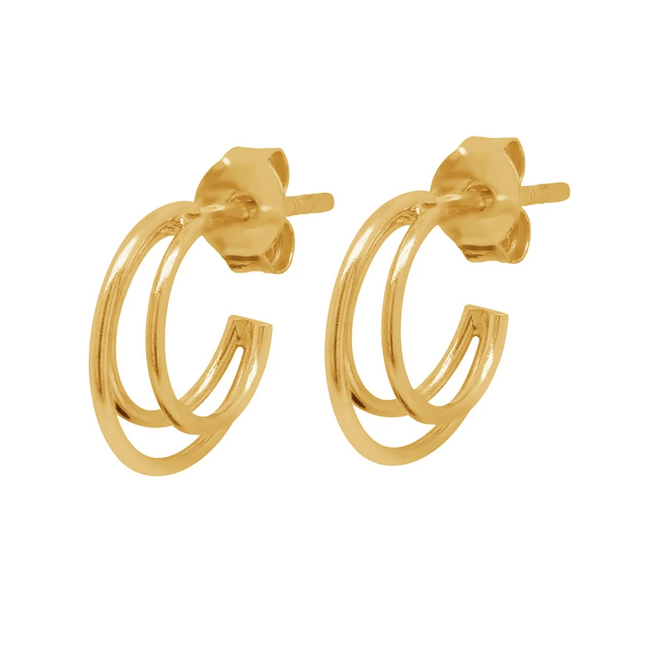 

oem jewelry manufacturers wholesale 14k gold plated jewelry 925 sterling silver triple hoop earrings for women