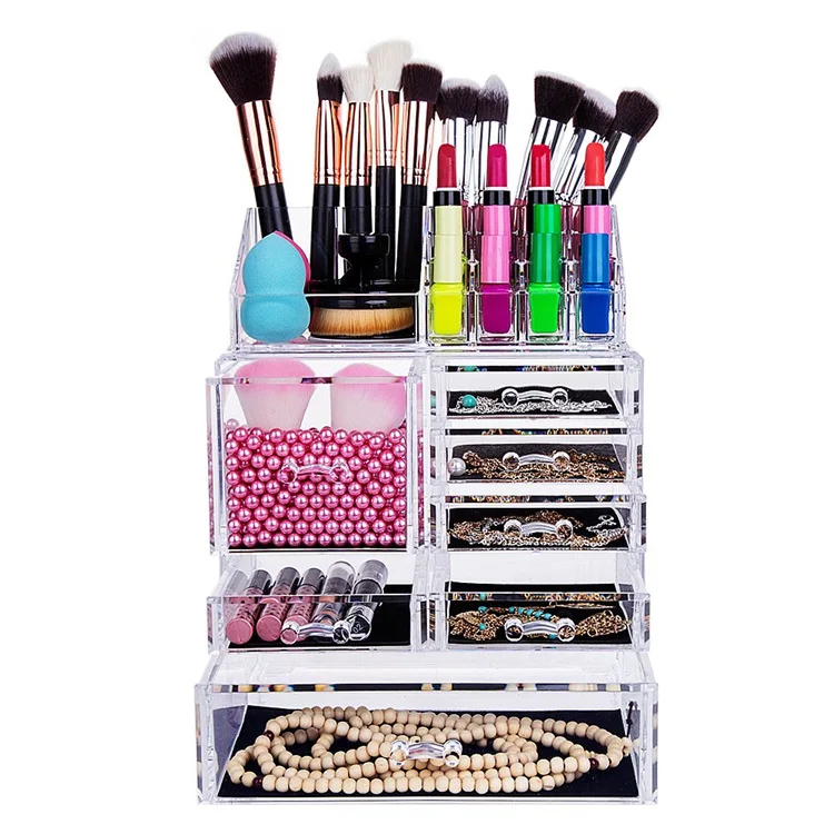 

New Material Transparent Acrylic Makeup Brush Cosmetic Storage Box Makeup Organizer Storage Box, Clear