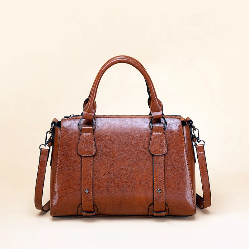 

Top Seller Fashion Ladies Leather Cow Shoulder Cross Body Women Tote Handle Handbags Office Lady Leather Bags Bolso Mujer, Brown black red