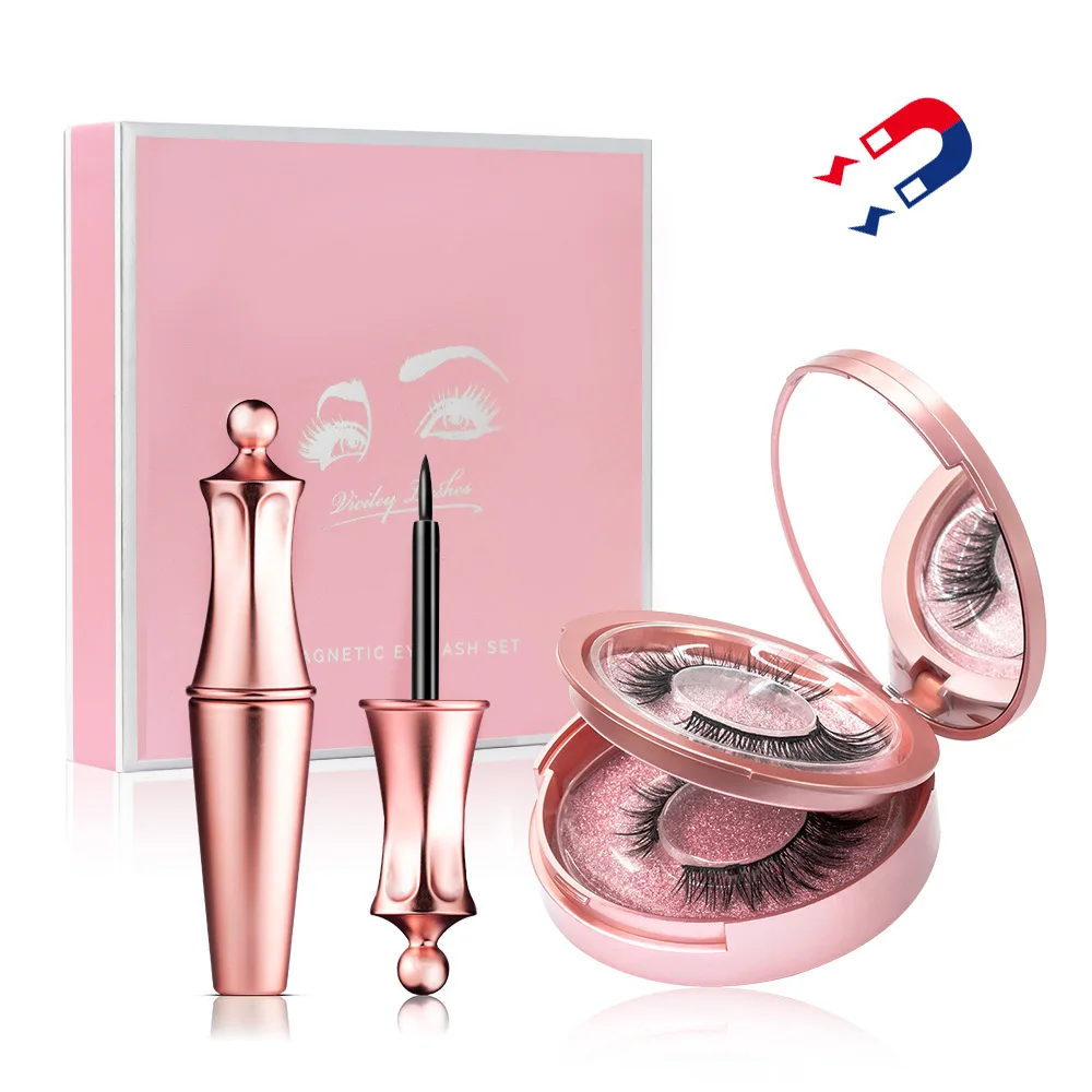 

Chinese factory mink 2021 new magnetic lashes kit glue no eyeliner fa, Natural black