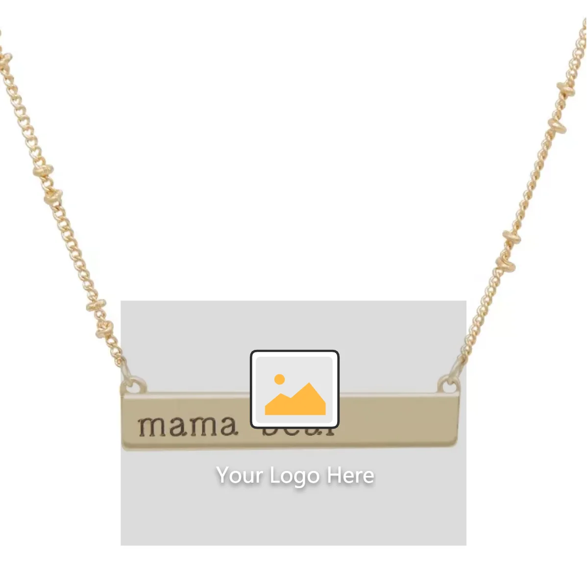 Mama Bear Engraved Bar Necklace