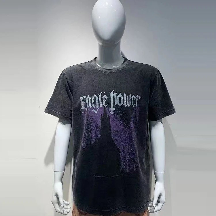 

Men's oversized vintage washed distressed fashion printed tshirt in stock