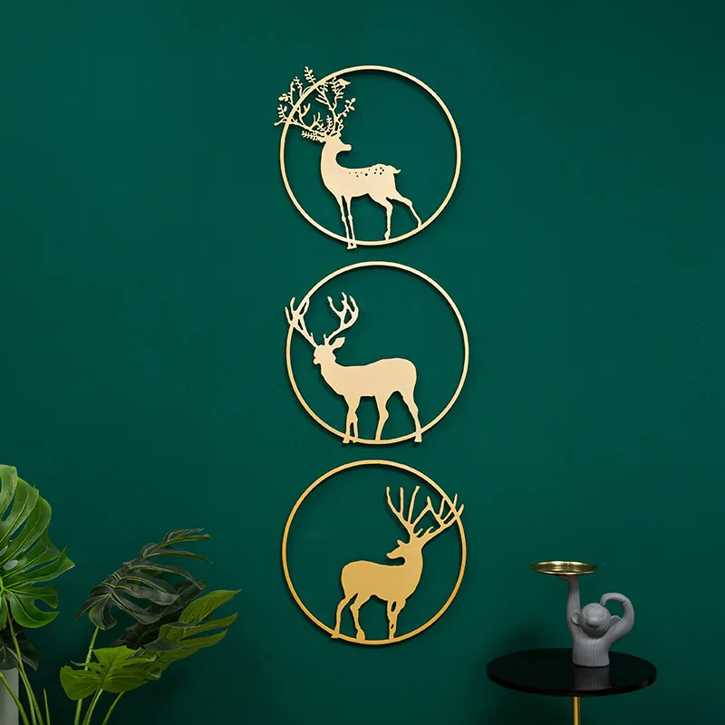 

Creative Gold Wall Hanging Christmas Deer Crafts Modern Metal Wall Decorations for Home