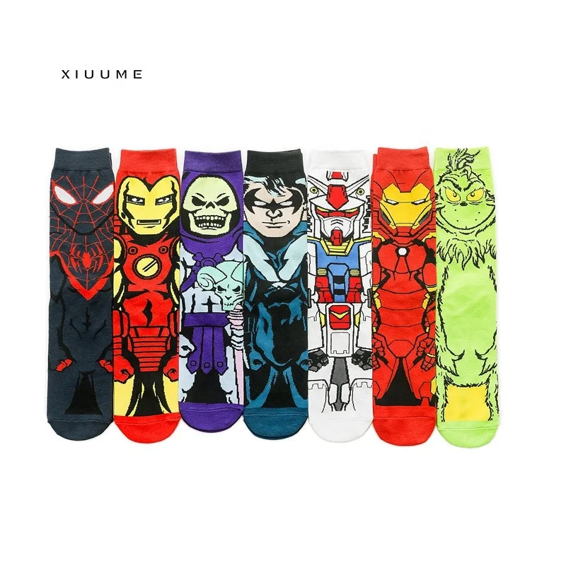 

New manufacturer fashion combed cotton marvel super hero comics cozy cartoon boy tube socks