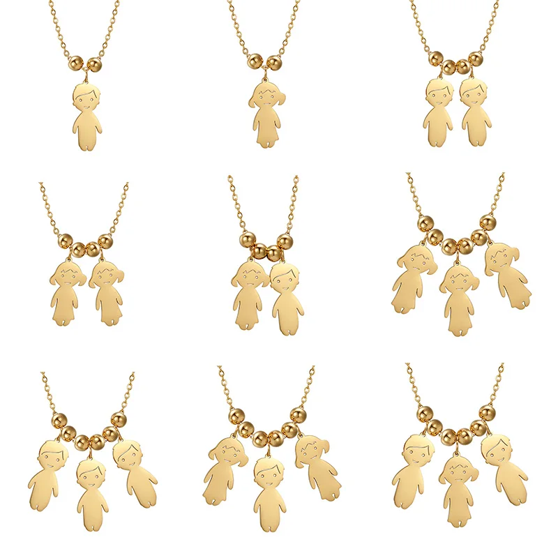 

New Boys And Girls Necklace For Kids Charm Necklace With Girl And Boy Charm Gold Pendant Necklace With Charm Women