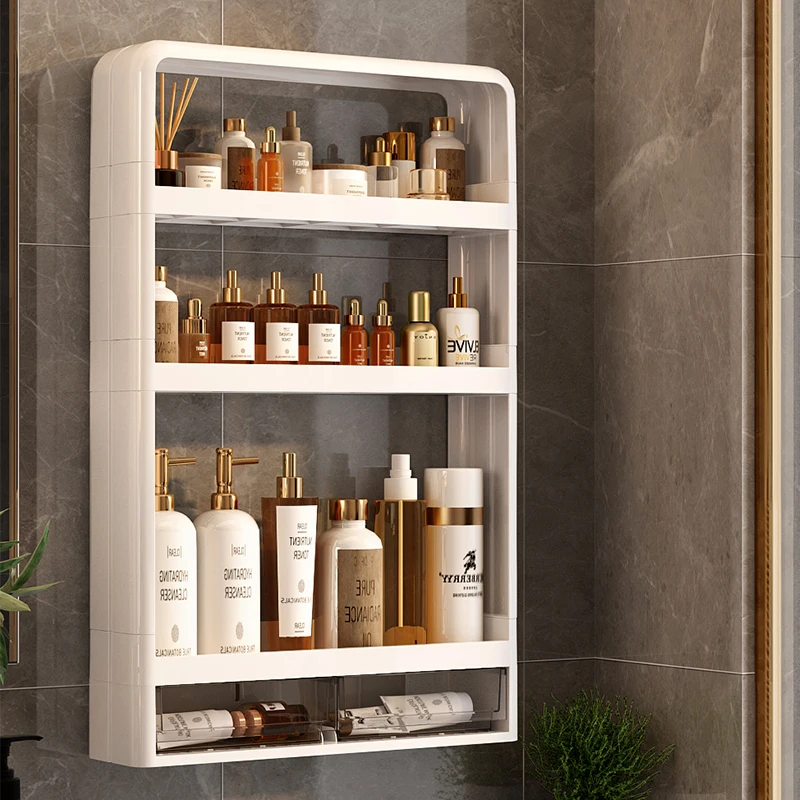 

Superior Quality No Drilling Shelves Storage Shelf Wall Mounted Bathroom Plastic Storage Rack