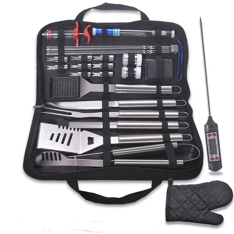 NEW BBQ Grill Tool Set Stainless Steel Barbecue Grilling Utensils Kit Carry Bag