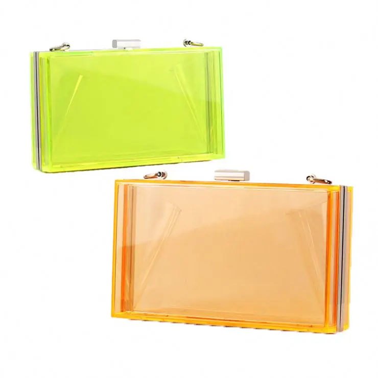 

Explosive women's small square bag transparent box clutch bag evening bag D11498, White/black/transparent color/pink/light pink/transparent black