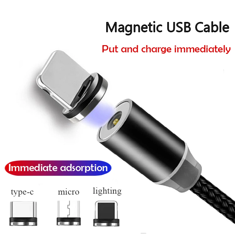 Led usb magnetic cable charger 360 degree rotation magnetic usb cable 3 in 1 usb magnetic cable charger - ANKUX.COM