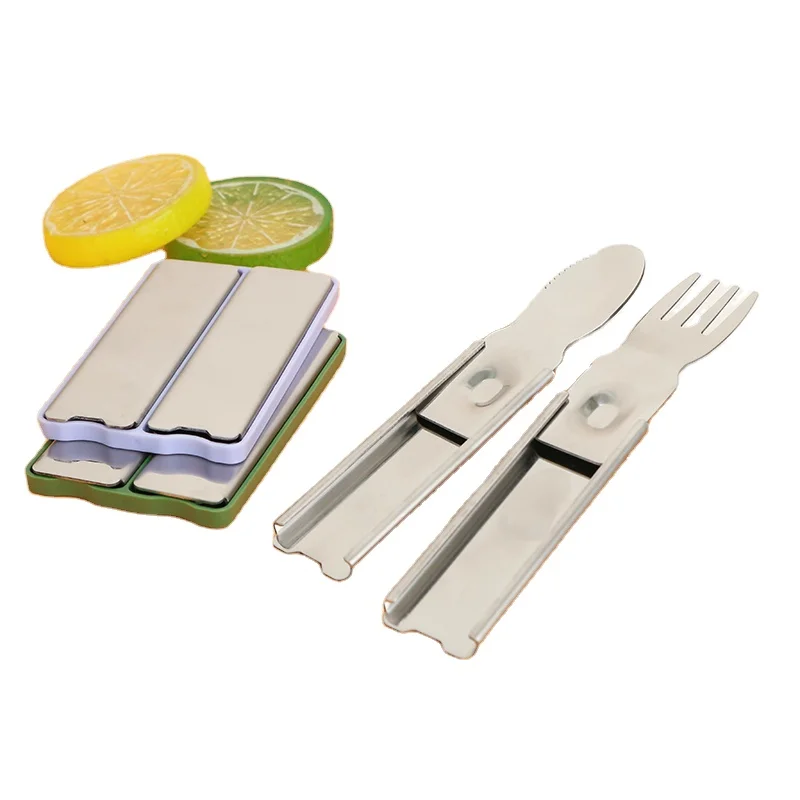 

New Design Travel Camping Office Stainless Steel Folding Cutlery with case