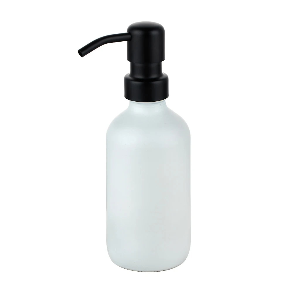 Longan Soap Dispenser Bathroom Replaceable 304 Stainless Steel Pump Liquid Hand Soap Dispenser Bottle Glass for Bathroom