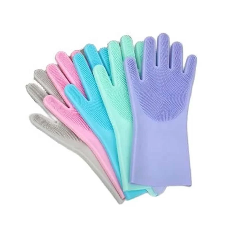 

Kitchen Tools Household Dish Washing Glove Scrubber Magic Silicone Rubber Dishwashing Cleaning Gloves