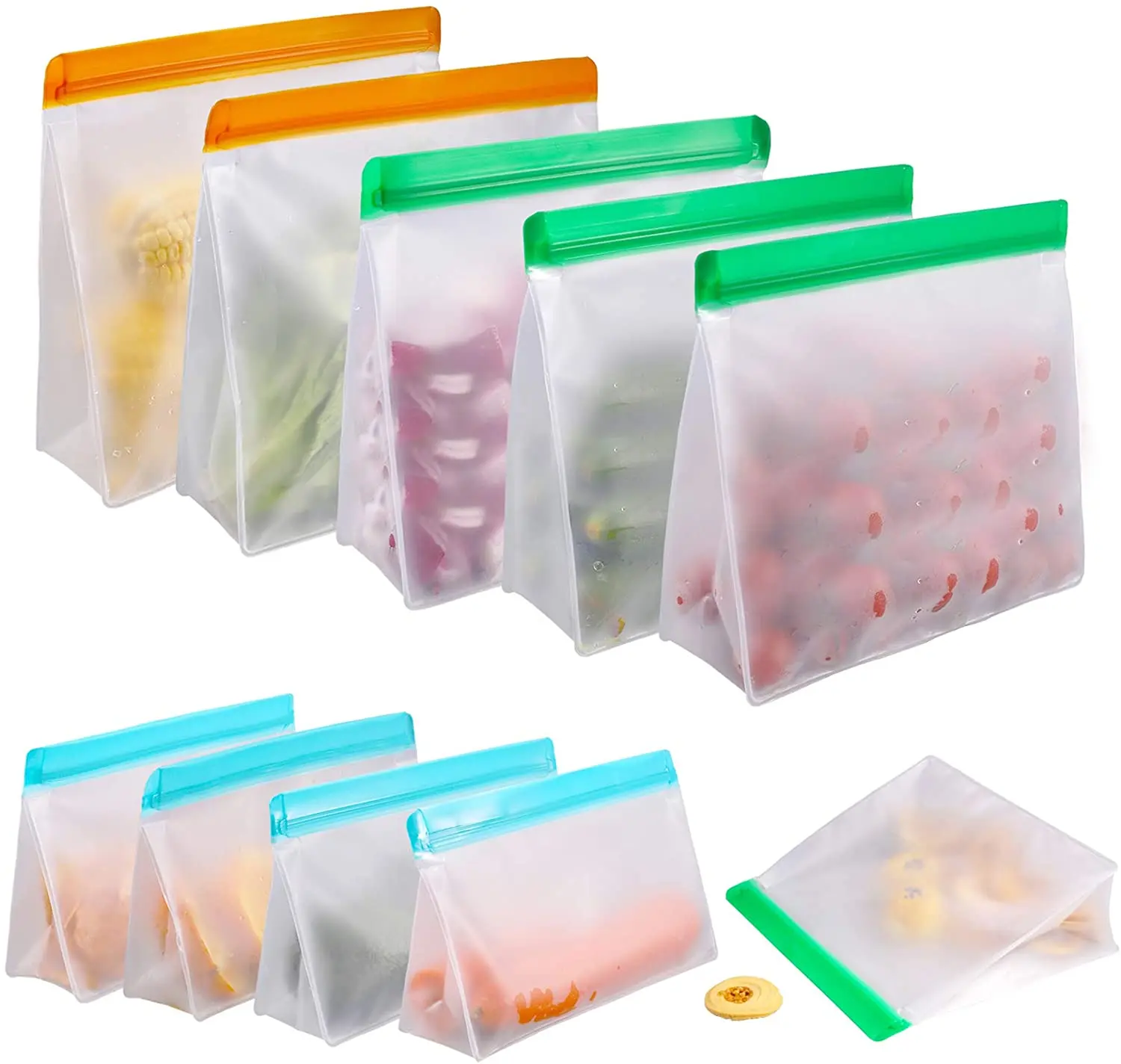 

Eco Reusable Vacuum Food Storage Bags for Vegetable Liquid Snack Meat Sandwich