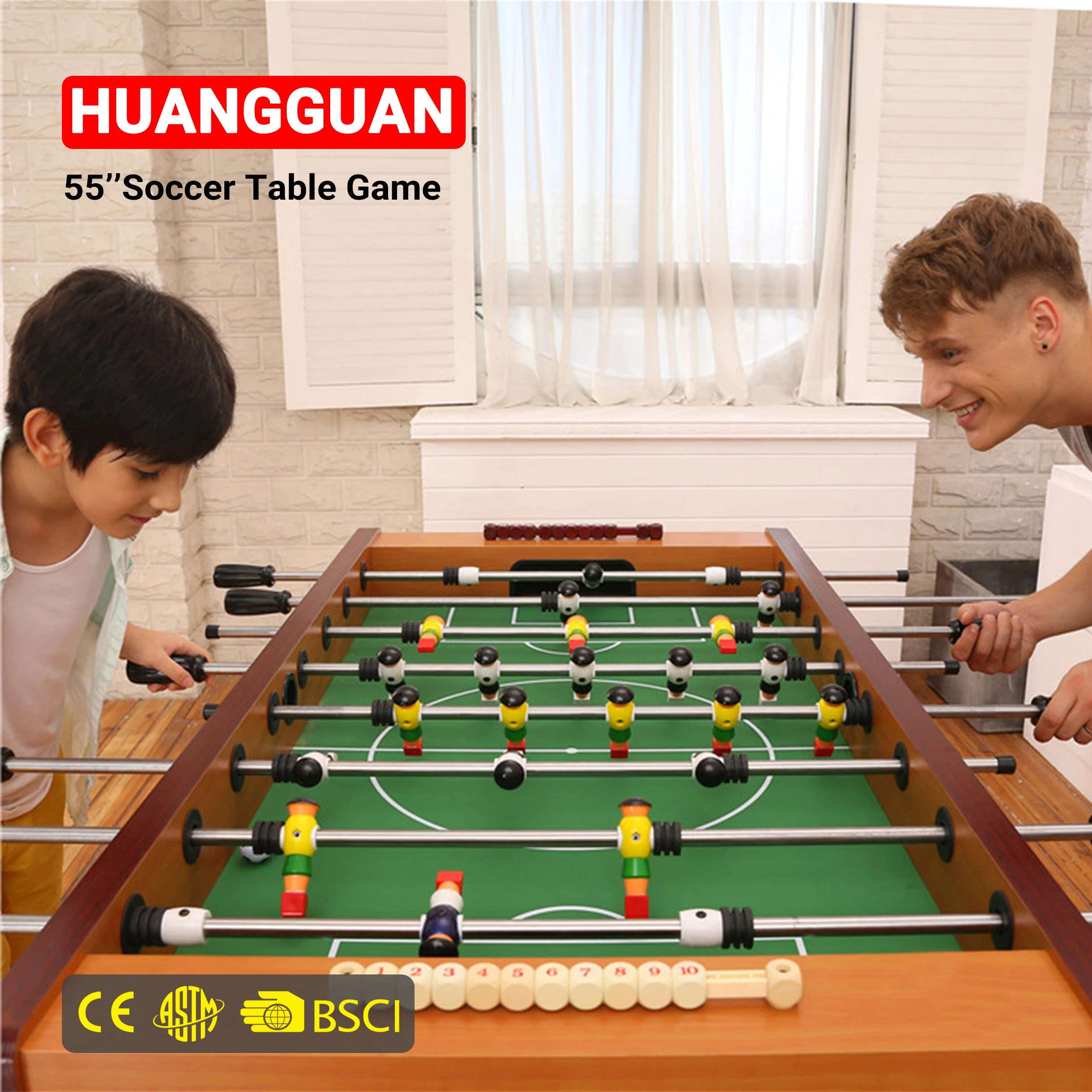 

Huangguan 54 Inch Football Table Game Professional Foosball Table Factory Wholesale For Adults Children Soccer Table For Family, Grain