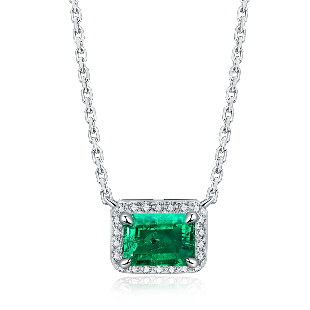 

Wholesale Fashion Emerald Pendant Necklace Sterling Silver 925 Jewelry Sets Chain Necklaces, Green