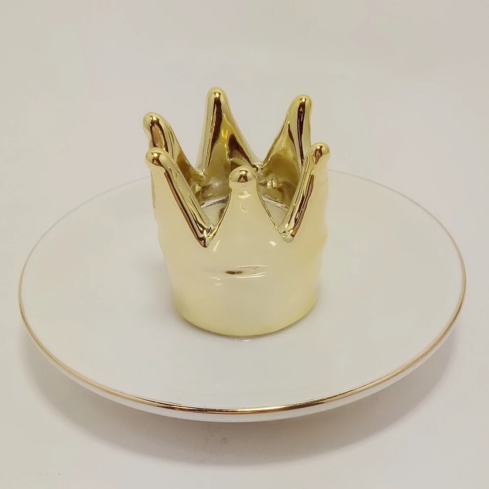 

Golden animal trinket ring holder tray ceramic jewelry dish