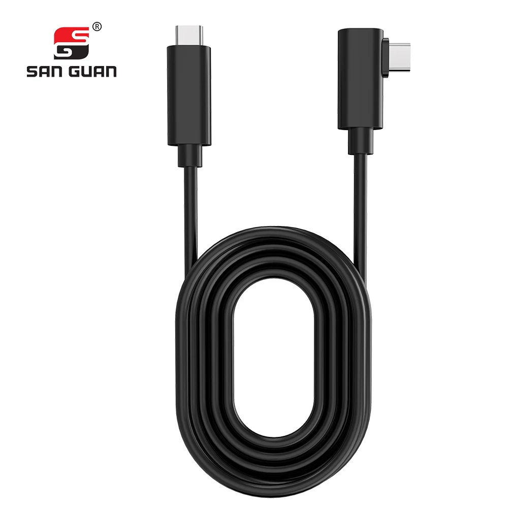 

USB Cable For VR Headset Quest Use 16FT 90 Degree 5Gbps 3.1 Gen1 USB C Male To USB Type C Fast Charging Cable For VR