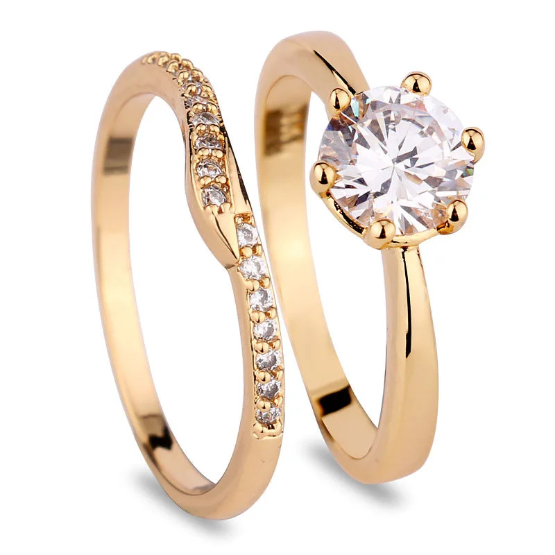 

wedding ring sets Fashion Hot Sale Wedding Ring Set with 18K Gold Plated