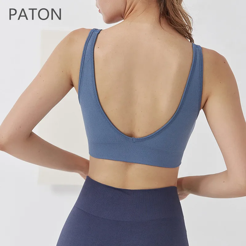 

Sexy Back-V Sports Bras for Women Comfort Seamless Sleep Stretchy Breathable Workout Yoga crop Tops with Removable Pads