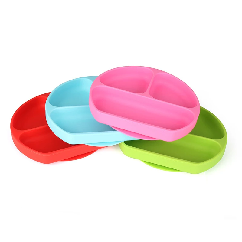 

Food Grade Silicone Feeding Bowl Bpa Free Silicone Baby Bowl Baby Plates With Suction, Blue, pink, red, green