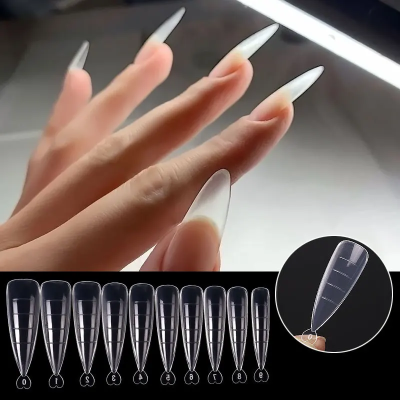 

100 Pcs Quick Building Mold Tips Nail Dual Forms Finger Extension Nail Art UV Builder Easy Find Poly Gel Tool, Transparent