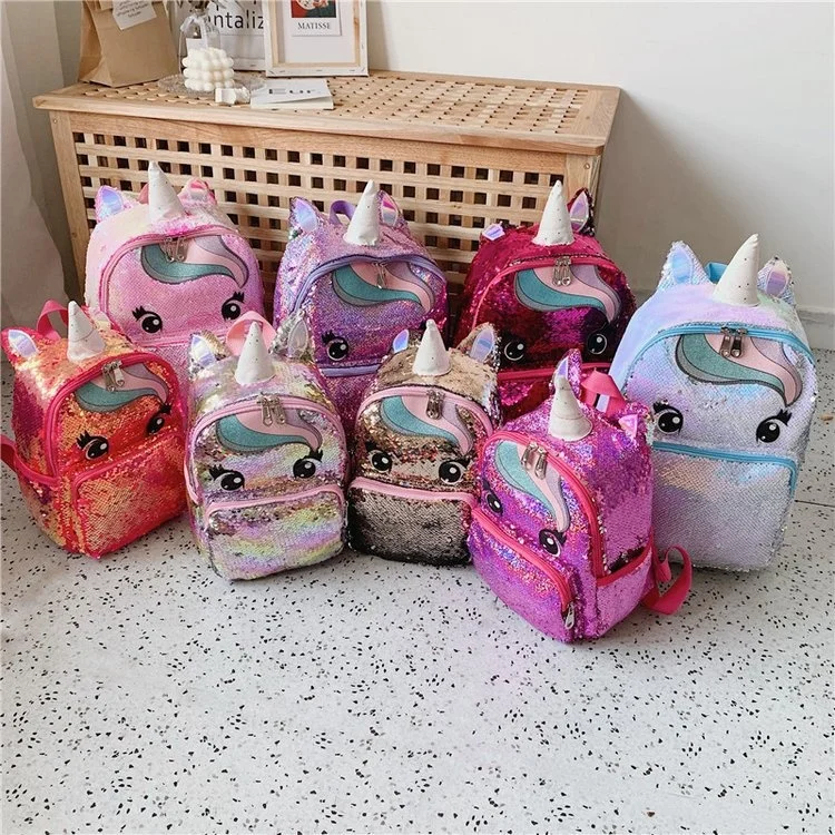 

FQ-372 Unicorn Cute Girls Sequins Backpack New Glitter Women Unicorn School Bag, Silver, blue, rose, purple, red,gold