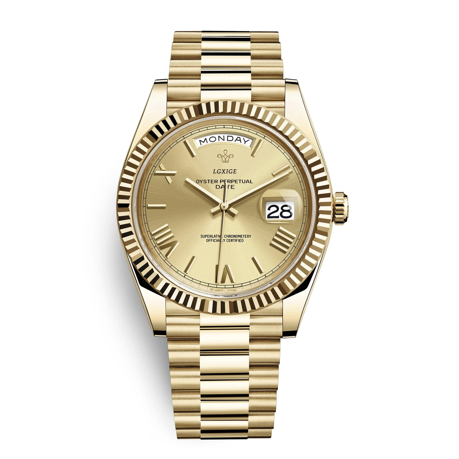 

LGXIGE New Luxury watch Amazon Top Sale Stainless Steel Strap Men wrist watch Sunday Calendar for Branded Watch
