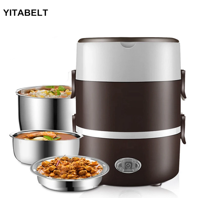 2 3 Layer 220V Multi Function Heating Lunch Box Can Be Plugged in Electric Heating Insulated Lunch Box