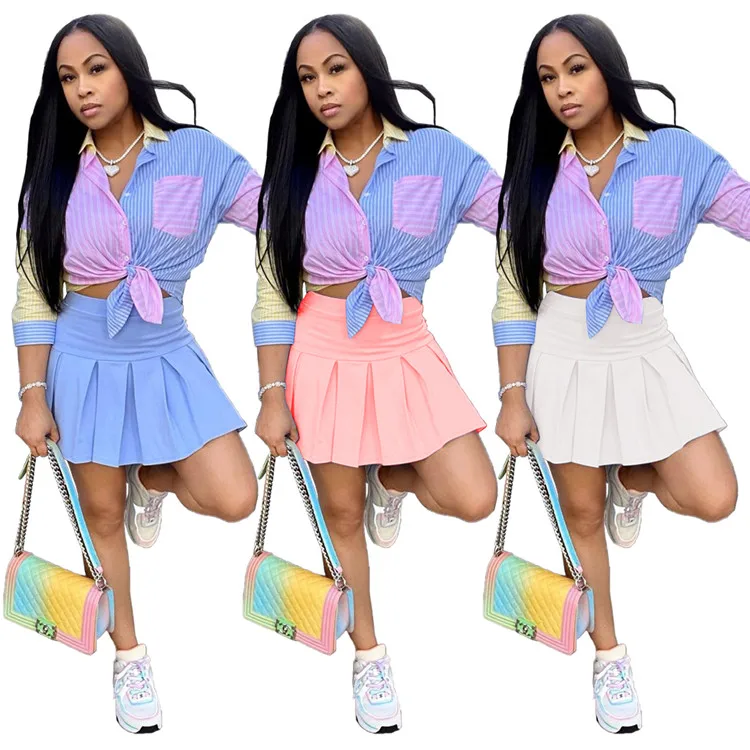 

2021 Summer Fashion Cotton Blended School Girl Skirt Women's Clothing Skirts Dance Training Pleated Mini Skirt Women, As picture