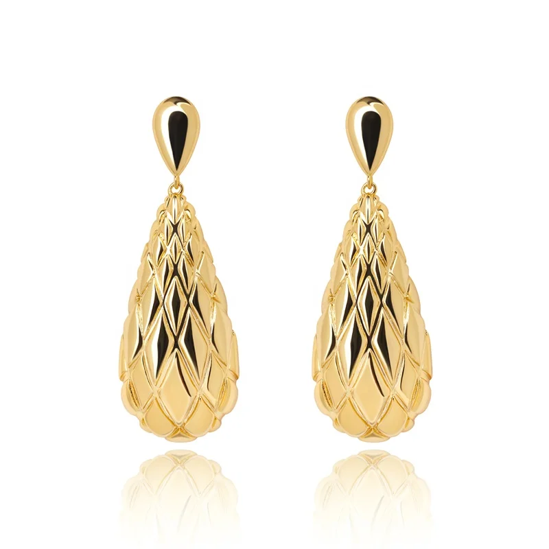 

African big earrings 18k gold plated statement drop earrings women fine jewelry