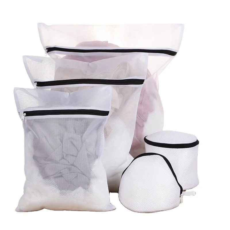 

Simple black white zipper wash bag thick laundry bag fine mesh underwear care wash bag set
