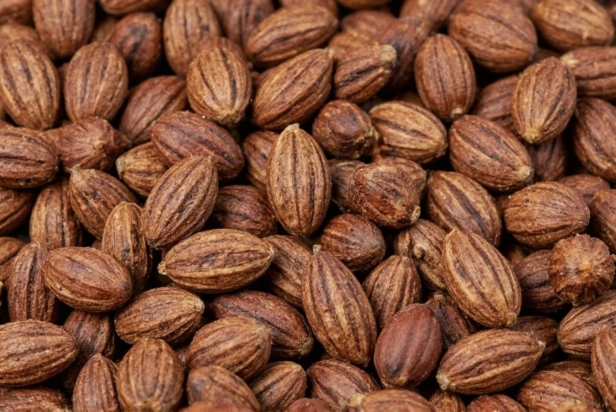 Close-up of high quality Telugu cumin seeds showing uniform brown color and characteristic longitudinal groove
