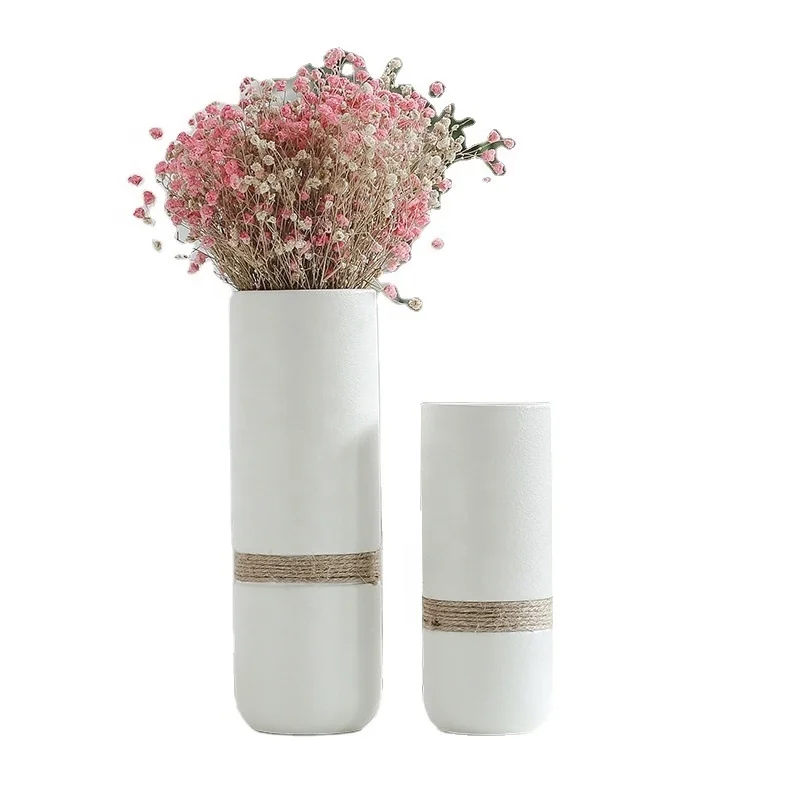 

New Style White Ceramic Flower Vase Modern White Ceramic Vase Decor Tabletop Ceramic & Porcelain vases