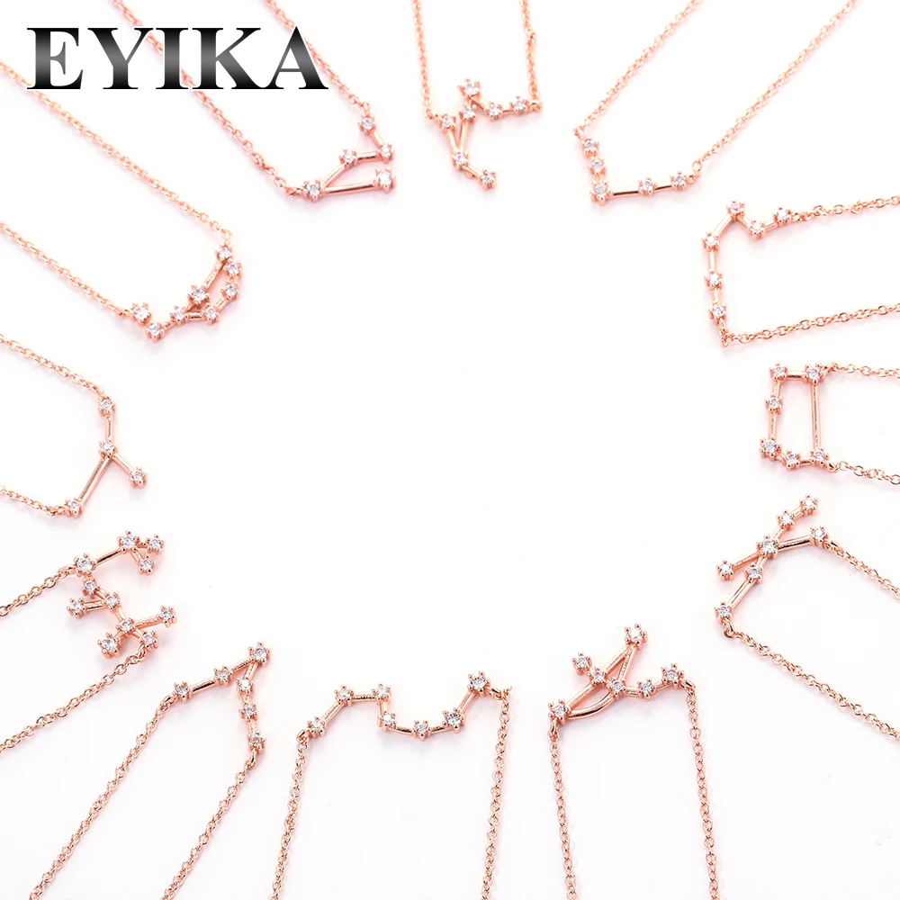 

12 Constellations Zodiac Sign Necklaces Brass Custom Zodiac Pendant Sign Necklaces Zodiac Necklace for Women, Mix color