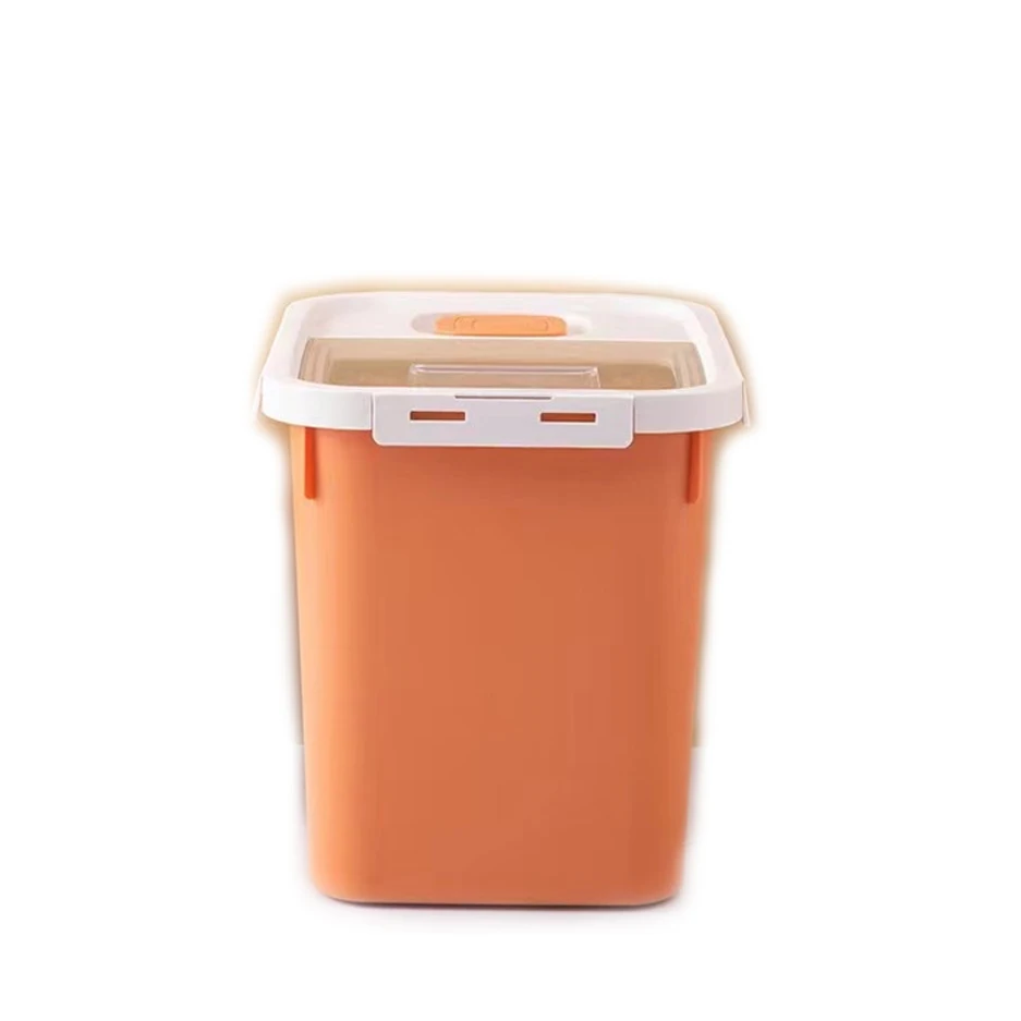 

Food grade plastic box pet dog food storage moisture-proof and insect-proof container storage bucket, Orange/white/green